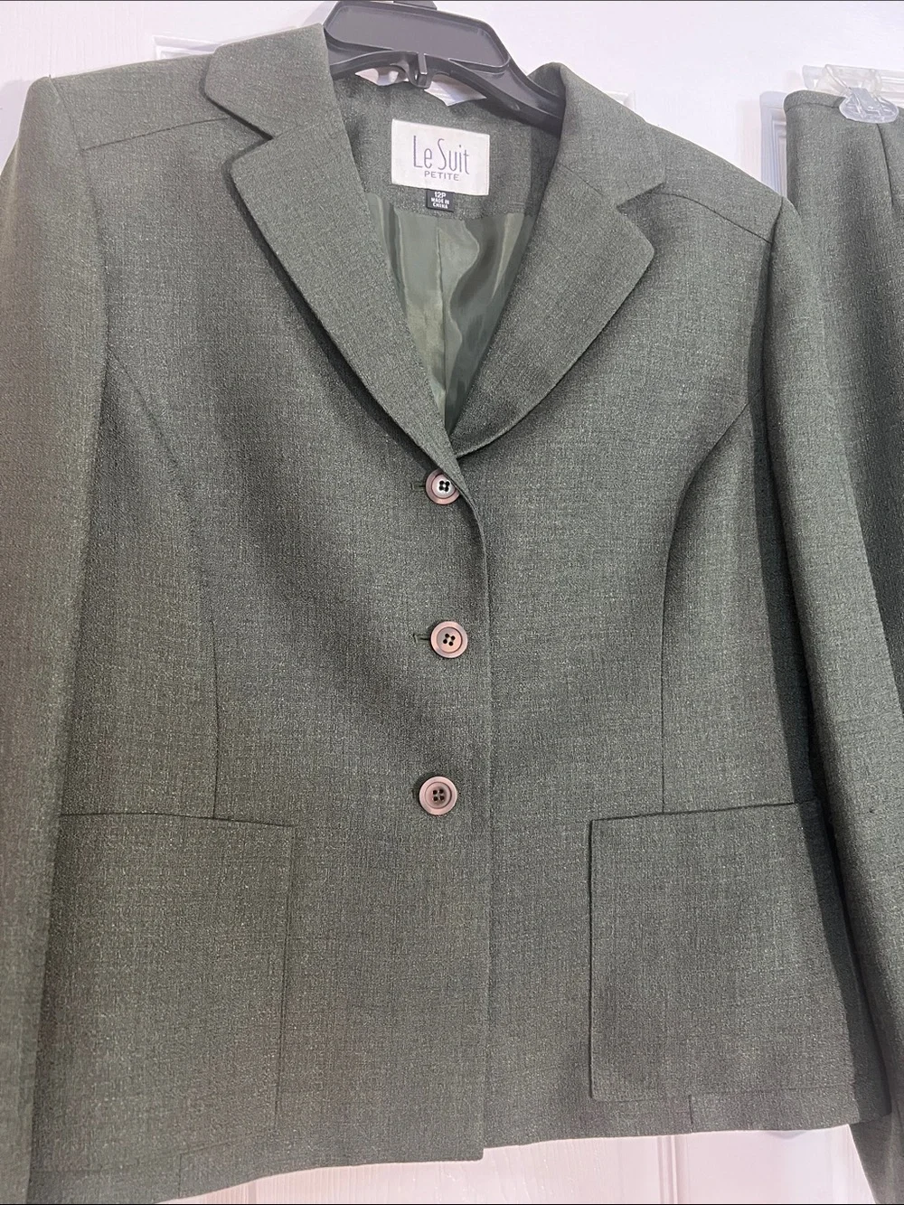 Le Suit Dark Green Tailored Women's Blazer and Skirt Set